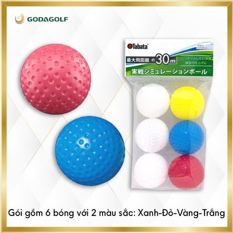  Gói 6 Bóng Nhựa Mềm Tập Golf Tabata - Bóng Tập Golf (Khoảng cách bay tối đa 30M) GV0311| Tabata Golf Chính Hãng 