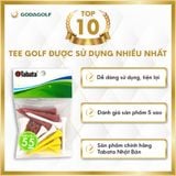  Tee Golf Gỗ Cao Cấp Tabata 55mm - Chân đỡ phát bóng GV0505 | Tabata Golf Chính Hãng 