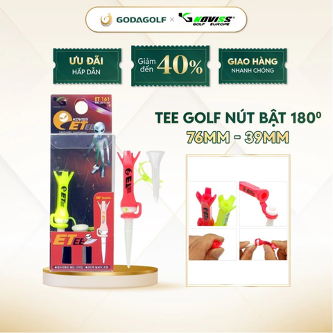  Tee Golf Nhựa Đầu vuông nút Bật 180º Koviss - Chân Đỡ Phát Bóng ET161| 76 mm - 39 mm | Koviss Golf Chính Hãng. 