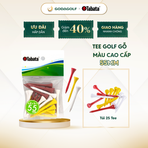  Tee Golf Gỗ Cao Cấp Tabata 55mm - Chân đỡ phát bóng GV0505 | Tabata Golf Chính Hãng 
