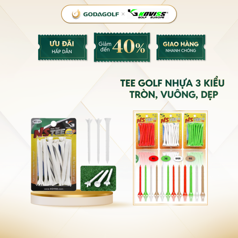  Tee golf nhựa 3 kiểu tròn, vuông, dẹp - Chân đỡ phát bóng NEO STEP NS181 | Koviss Golf Chính Hãng. 