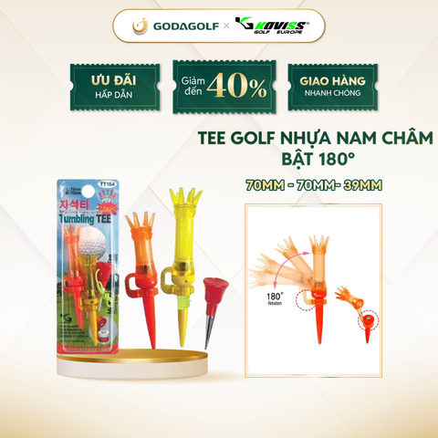  Tee Golf Nhựa Nam Châm Bật 180º Koviss - Chân Đỡ Phát Bóng Hoa Sen TT154 | 70mm - 70mm- 39mm | Koviss Golf Chính Hãng. 