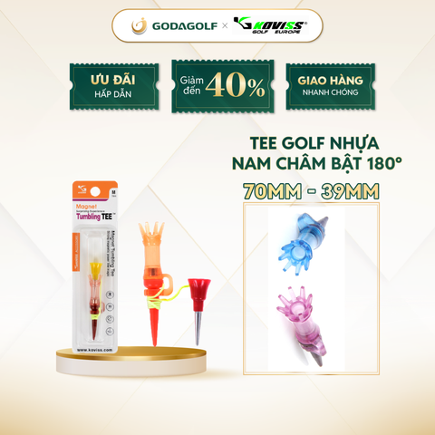  Tee Golf Nhựa Nam Châm Bật  180º Koviss - Chân Đỡ Phát Bóng Hoa Sen TT151 | 70mm - 39mm | Koviss Golf Chính Hãng. 