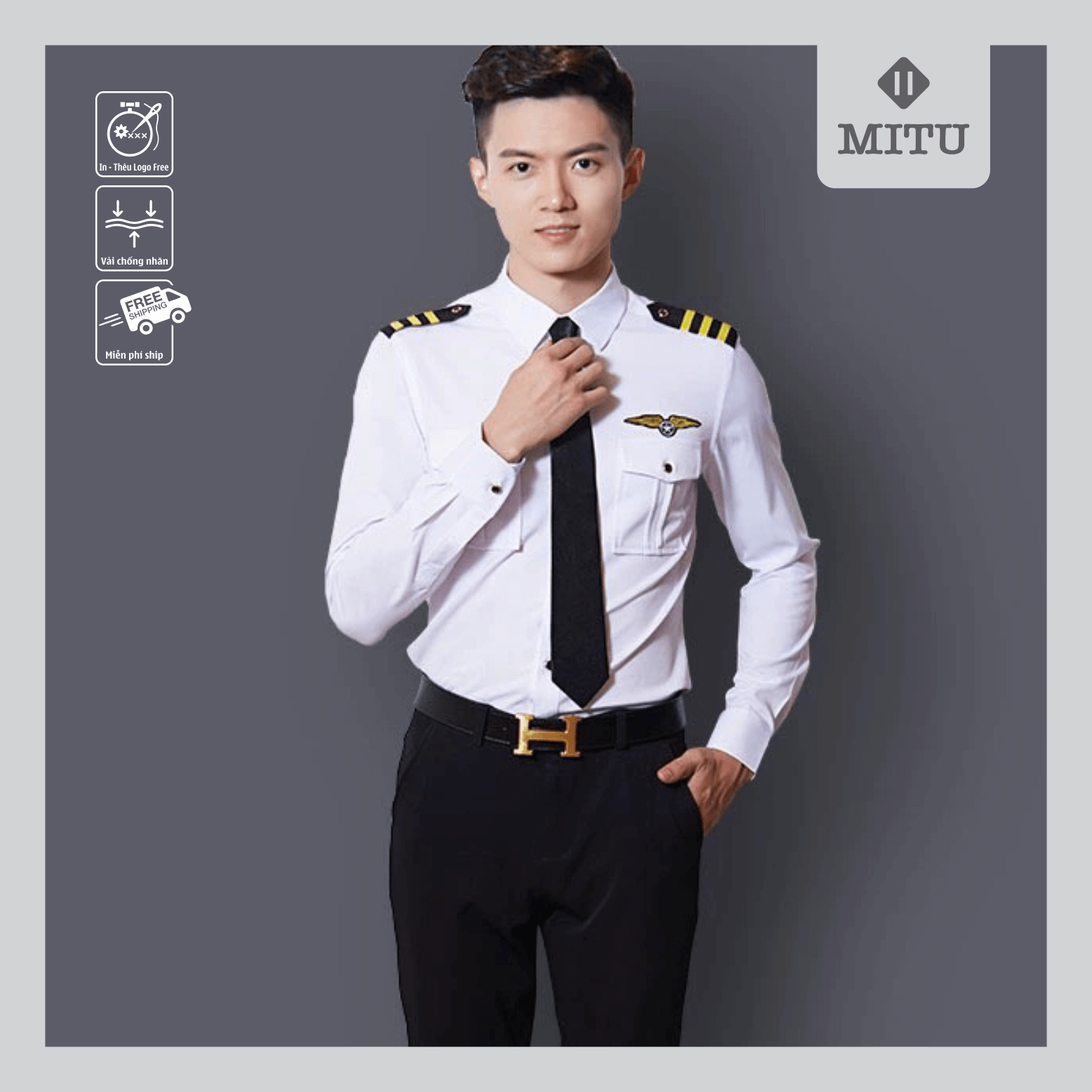  Áo sơ mi nam nữ cơ trưởng phi công 