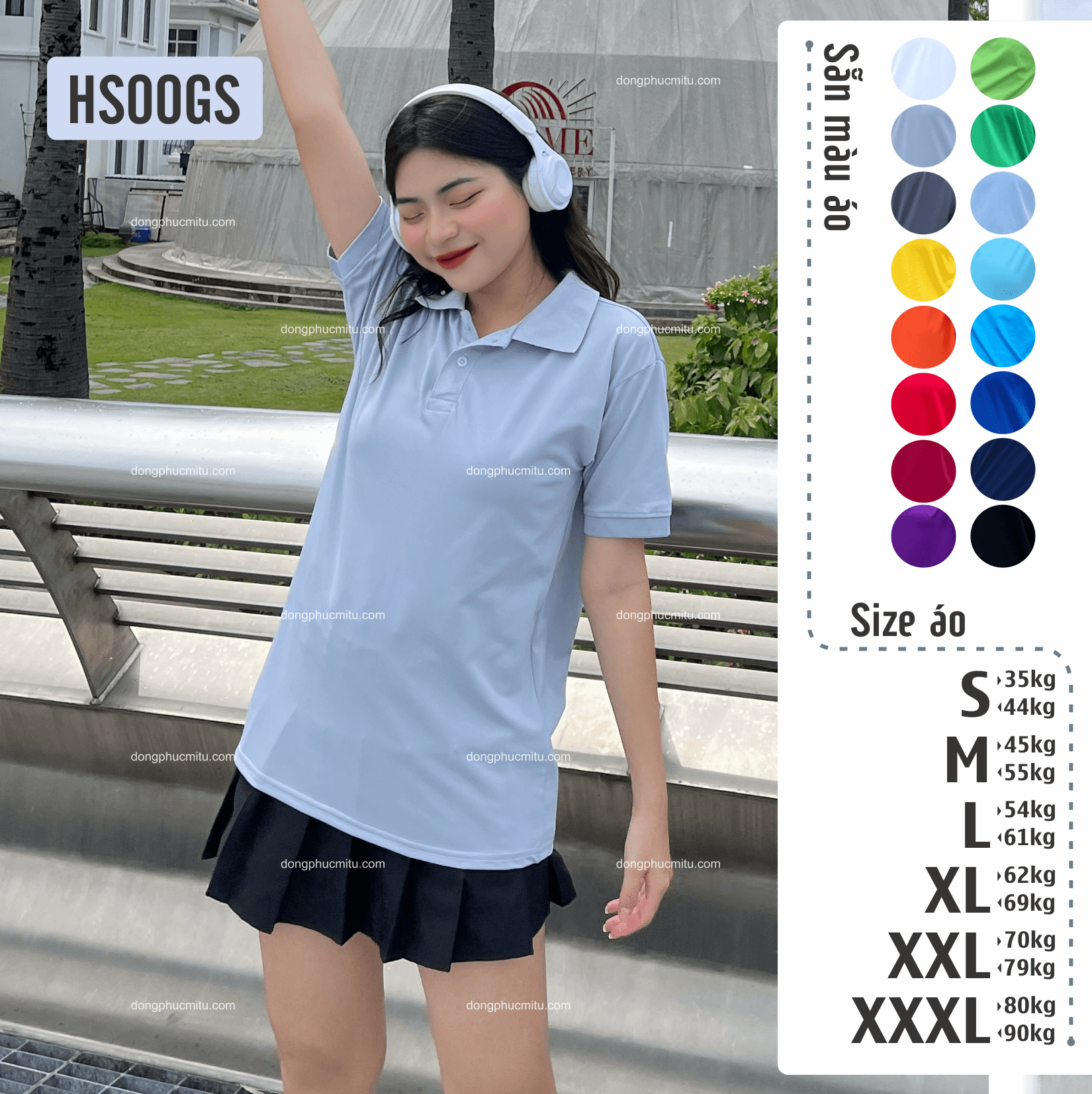  Áo thun Polo màu ghi sáng | trơn 