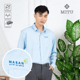  Sơ mi đồng phục masan màu xanh hòa bình 