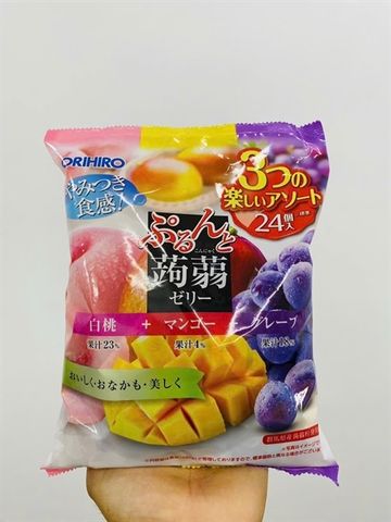 THẠCH ORIHIRO MIX 3 VỊ ĐÀO XOÀI NHO TÍM 480gr