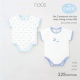 SET 2 BODYSUIT CỘC TAY MÀU XANH TRẮNG