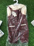 SET QUẦN YẾM CARO ĐỎ KÈM ÁO DÀI TAY MÀU BE NOUS