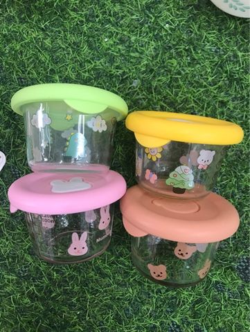 HỦ THUỶ TINH MUMBEBE HOẠ TIẾT ĐỘNG VẬT NẮP SILICON