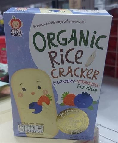 BÁNH GẠO APPLE MONKEY HỮU CƠ VỊ DÂU VIỆT QUẤT 30G