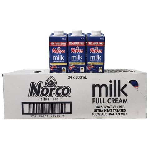 Norco sữa tươi nguyên kem Úc 200ml Full Cream Milk