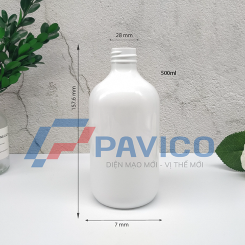 Chai PET 500ml trắng sữa dáng trụ đựng dầu gội