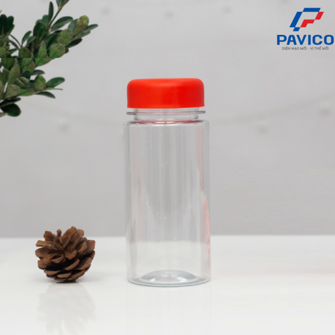 Chai PET 350ml trong suốt dáng trụ đựng đồ uống