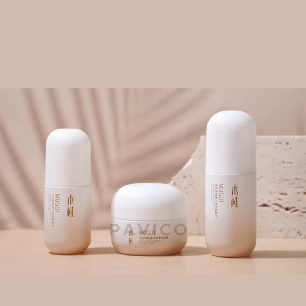 Set chai lọ mỹ phẩm thủy tinh dáng tròn