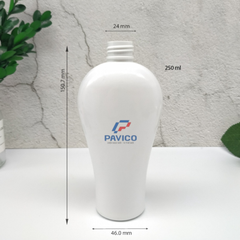 Chai PET 250ml trắng sữa dáng eo đựng sữa tắm