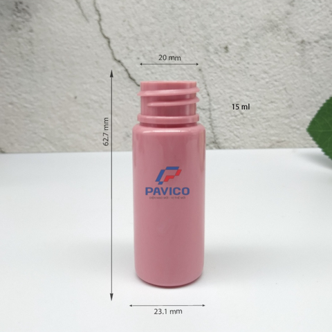 Chai PET 15ml hồng dáng trụ đựng mỹ phẩm chiết