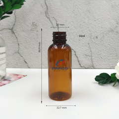 Chai PET 50ml nâu dáng trụ dầu gội thảo dược