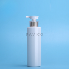 Chai HDPE trắng sứ kẻ dọc 500ml