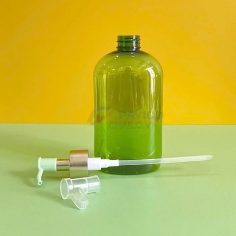 Chai vai bầu 250ml 500ml gel rửa tay sữa rửa mặt xanh lá trong nắp bơm khoen vàng