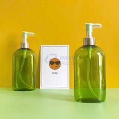 Chai vai bầu 250ml 500ml gel rửa tay sữa rửa mặt xanh lá trong nắp bơm khoen vàng
