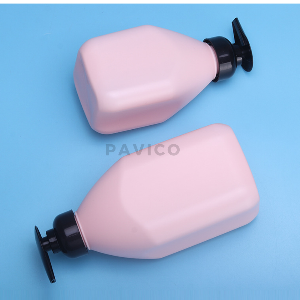 Chai HDPE sữa tắm hồng dáng vuông 320ml 520ml