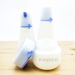 Bộ chai lọ mỹ phẩm nhựa HDPE xanh trắng