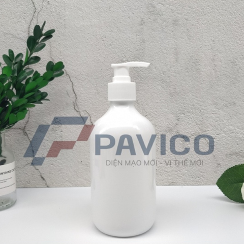 Chai PET 500ml trắng sữa dáng trụ đựng dầu gội