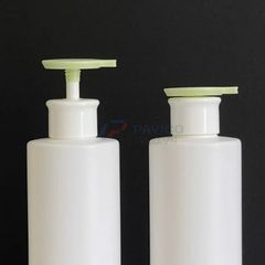 Chai trụ tròn 250ml 500ml đựng nước rửa tay trắng nắp xanh lá vòi nhấn
