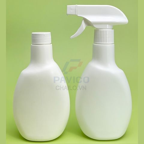 Bình xịt rửa tay dáng dẹt nhựa trắng vòi cò súng 300ml 500ml