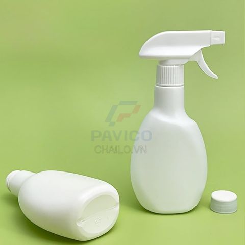 Bình xịt rửa tay dáng dẹt nhựa trắng vòi cò súng 300ml 500ml