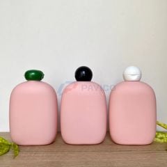 Bộ chai HDPE hồng mờ 200ml 300ml 500ml vòi nhấn trắng bơm kem