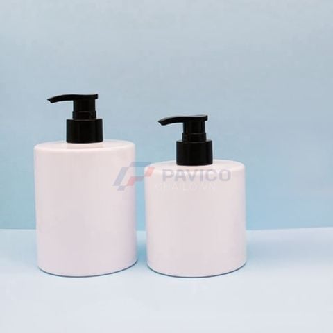 Bộ chai pet trắng trong 300ml 500ml vòi nhấn đen sữa tắm đầu bơm kem