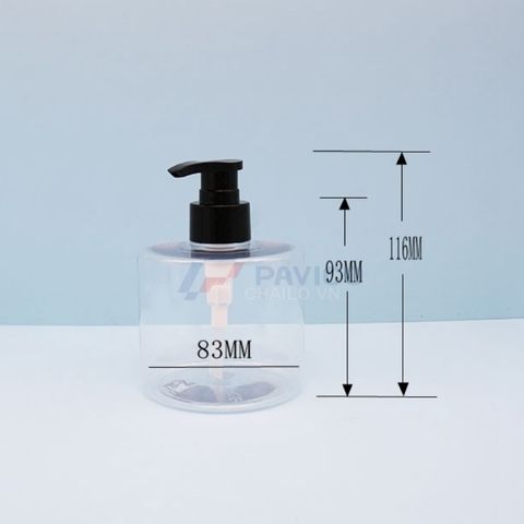 Bộ chai pet trắng trong 300ml 500ml vòi nhấn đen sữa tắm đầu bơm kem