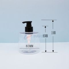 Bộ chai pet trắng trong 300ml 500ml vòi nhấn đen sữa tắm đầu bơm kem