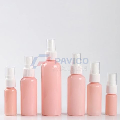 Bộ chai xịt PET hồng nhạt 10ml 100ml