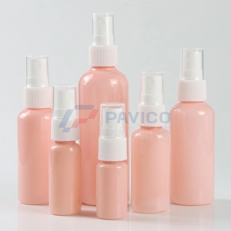 Bộ chai xịt PET hồng nhạt 10ml 100ml