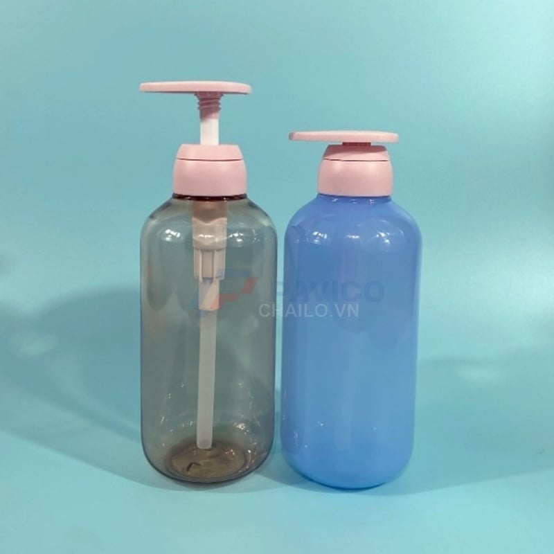 Chai đựng dầu gội sữa tắm 250ml 500ml nắp hồng pastel đa năng