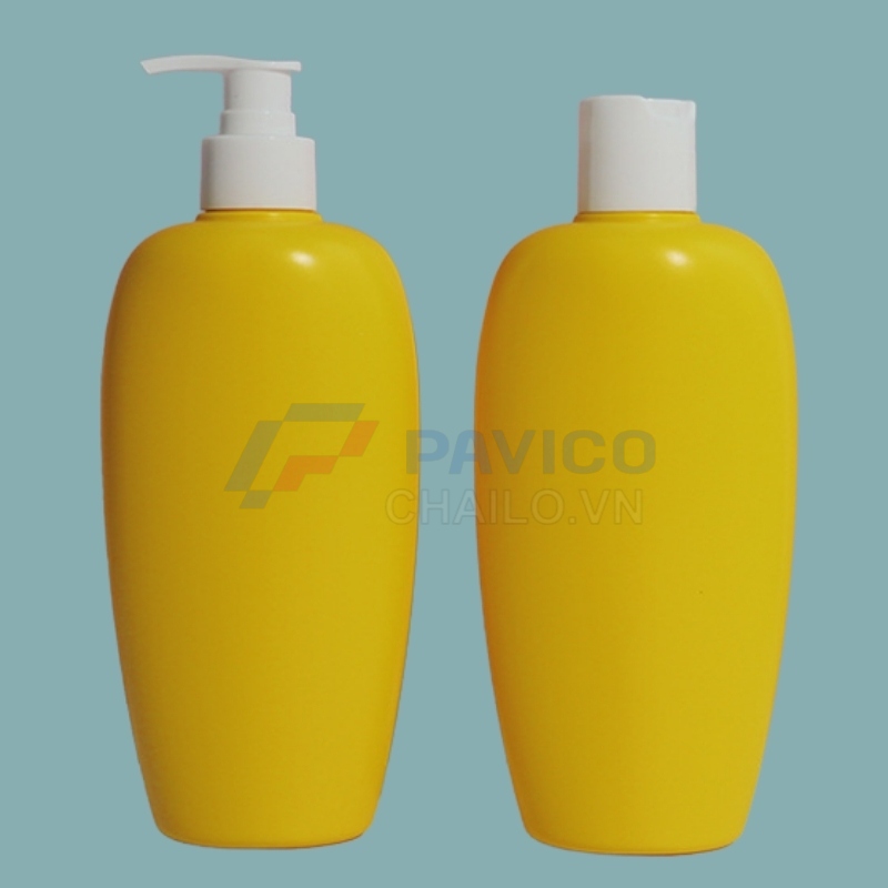 Chai đựng dầu gội sữa tắm đầu bơm 500ml 750ml màu vàng chanh