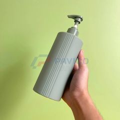 Chai đựng dầu gội sữa tắm HDPE 500ml xanh rêu dáng trụ đầu bơm
