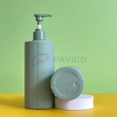 Chai đựng dầu gội sữa tắm HDPE 500ml xanh rêu dáng trụ đầu bơm