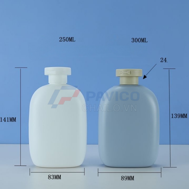 Chai đựng dầu gội sữa tắm nắp bật dáng bầu 250ml 300ml