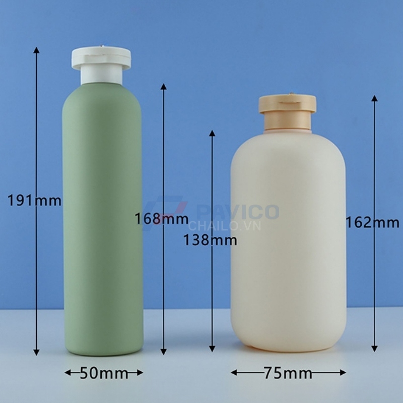 Chai đựng dầu gội sữa tắm thân oval 350ml 550ml HDPE