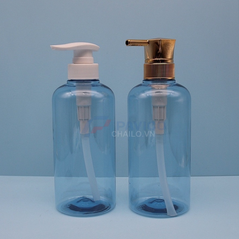 Chai đựng sữa tắm 300ml 500ml xanh dương vòi bơm trắng vàng