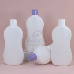 Chai đựng sữa tắm bé dáng cong thân trắng nắp bật tím 250ml 500ml