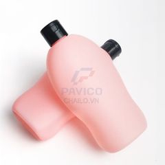 Chai đựng sữa tắm dáng cong hồng phấn nắp bật 250ml 500ml