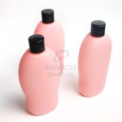 Chai đựng sữa tắm dáng cong hồng phấn nắp bật 250ml 500ml