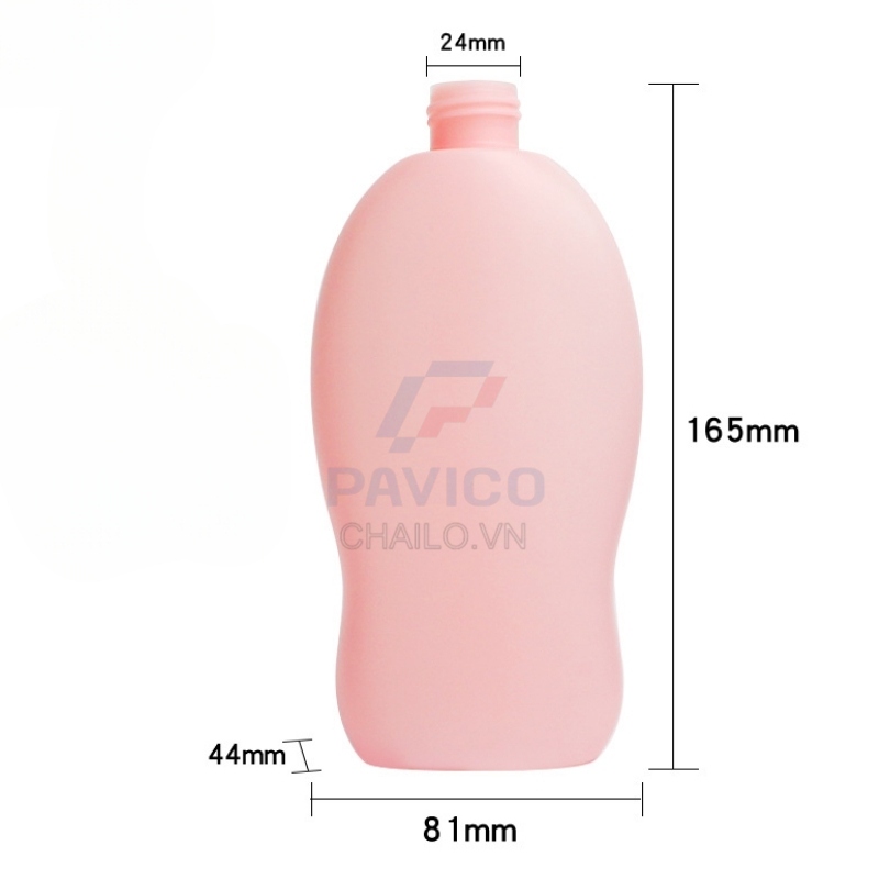 Chai đựng sữa tắm dáng cong hồng phấn nắp bật 250ml 500ml
