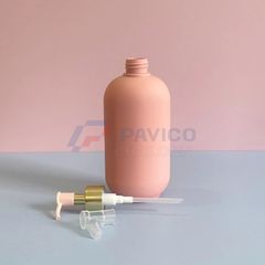 Chai đựng sữa tắm dầu gội hồng pastel khoen vàng 500ml