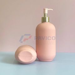 Chai đựng sữa tắm dầu gội hồng pastel khoen vàng 500ml